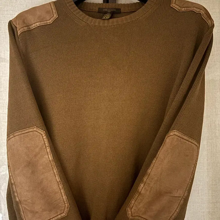 [BUNJANG] Louis Vuitton Suede Patch Knit XL / 정품) 루이비통 스웨이드 패치 니트 XL