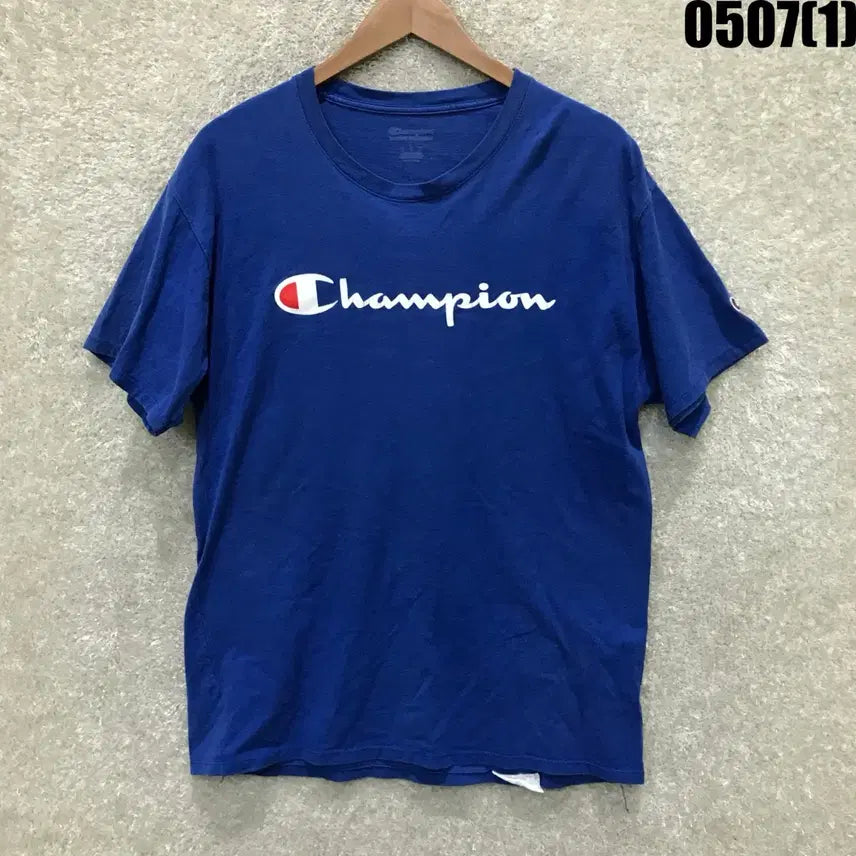 [BUNJANG] Champion Logo Short Sleeve T-Shirt Blue L / 챔피온 로고 반팔 티셔츠 블루 L
