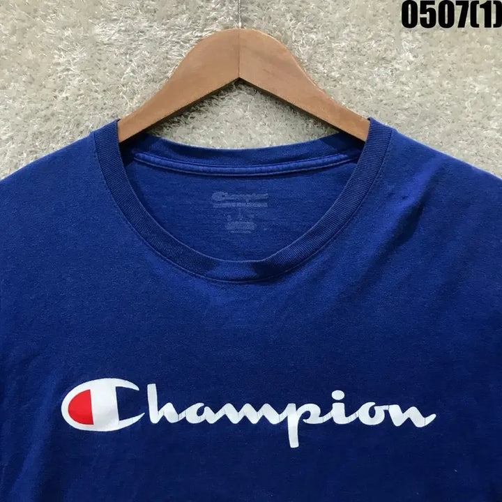 [BUNJANG] Champion Logo Short Sleeve T-Shirt Blue L / 챔피온 로고 반팔 티셔츠 블루 L