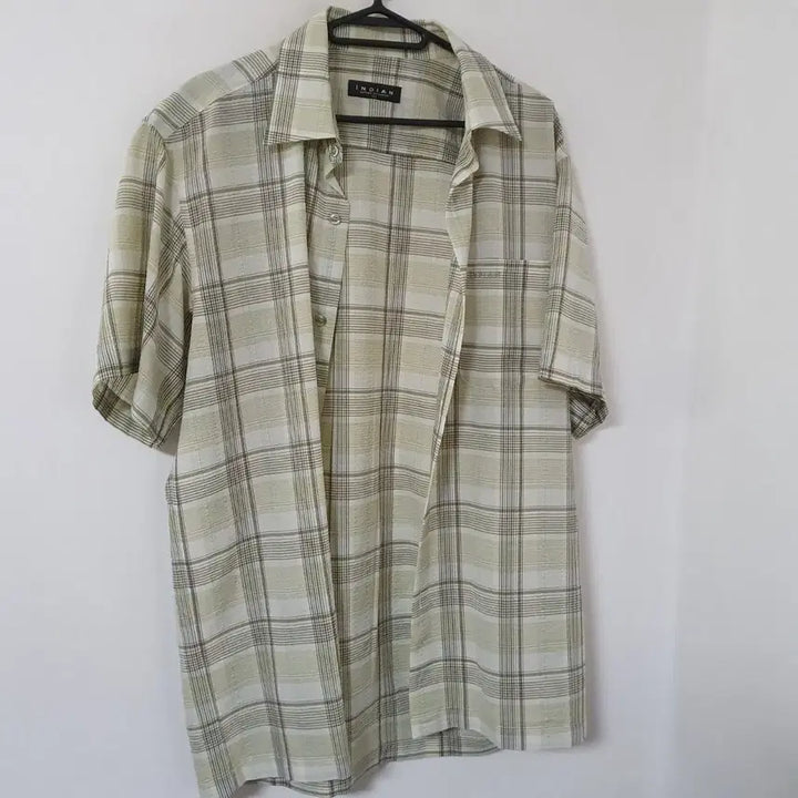 [BUNJANG] INDIAN Check Short Sleeve Shirt Size 95 / INDIAN 체크 반팔 셔츠95