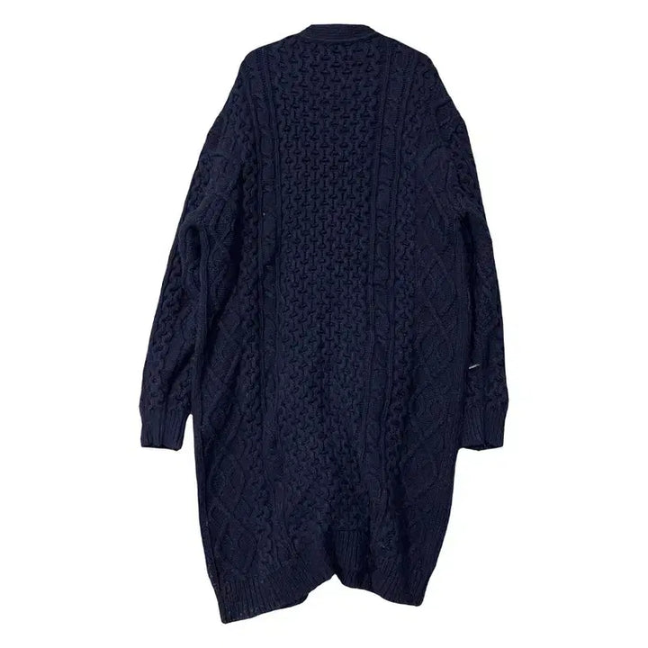 [BUNJANG] Instant Funk Navy Wool Cable Knit Cardigan / 인스턴트 펑크 네이비 울 케이블 니트 가디건 FREE