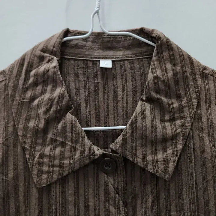[BUNJANG] Vintage Mori Girl Stripe Brown Shirt Jacket M / 빈티지 모리걸 스트라이프 브라운 셔츠 자켓 M