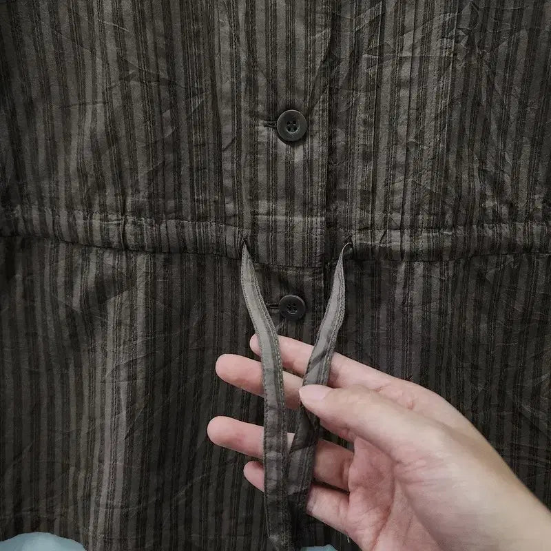 [BUNJANG] Vintage Mori Girl Stripe Brown Shirt Jacket M / 빈티지 모리걸 스트라이프 브라운 셔츠 자켓 M