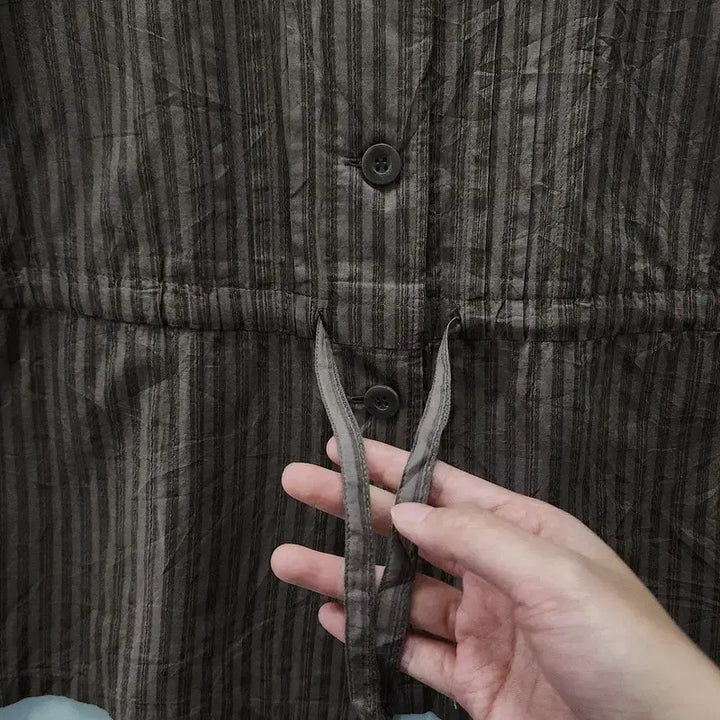 [BUNJANG] Vintage Mori Girl Stripe Brown Shirt Jacket M / 빈티지 모리걸 스트라이프 브라운 셔츠 자켓 M