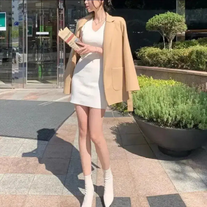 [BUNJANG] Ivory Wool Jacket with Belt Set / 아이보리 모직 울자켓(벨트set)