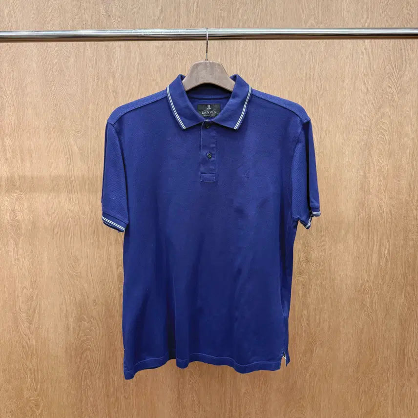 [BUNJANG] Lanvin Collection Minimal Embroidered Logo Detail Classic Deep Blue Short-Sleeve Polo T-Shirt / 랑방 컬렉션 반팔 카라 티셔츠 미니멀 자수 로고 디테일 클래식 딥블루