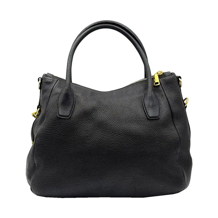 [BUNJANG] Prada Vitello Daino BR4992 Black Gold Logo 2-Way Bag / 프라다 Prada BR4992 블랙 비텔로 다이노 금장 로고 2WAY