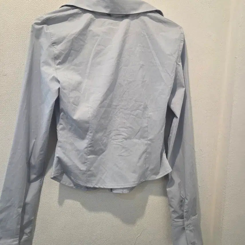 [BUNJANG] Bone &amp; Pleasure Shirring Crop Blouse Sky Blue / 본앤플레져 셔링 크롭 블라우스 하늘색