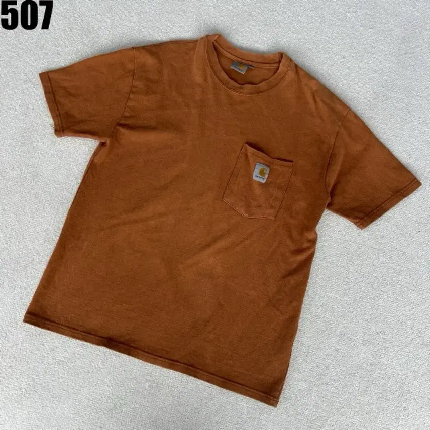 [BUNJANG] Carhartt Brown Pocket Short Sleeve T-Shirt L / 칼하트 포켓 반팔티 브라운 L