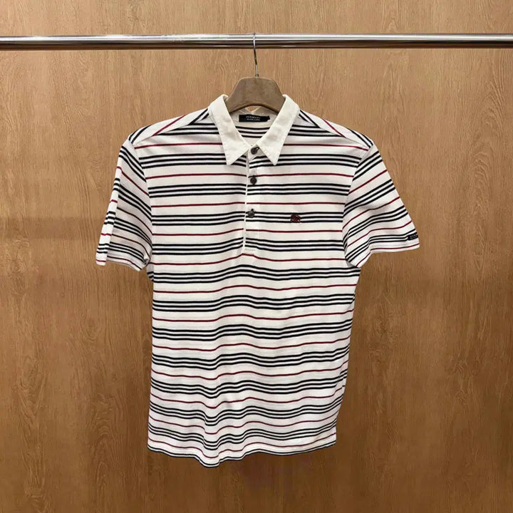 [BUNJANG] Burberry Black Label Multi Stripe Short Sleeve Polo T-Shirt White / 버버리 블랙라벨 멀티 스트라이프 반팔 로고 카라 티셔츠 화이트