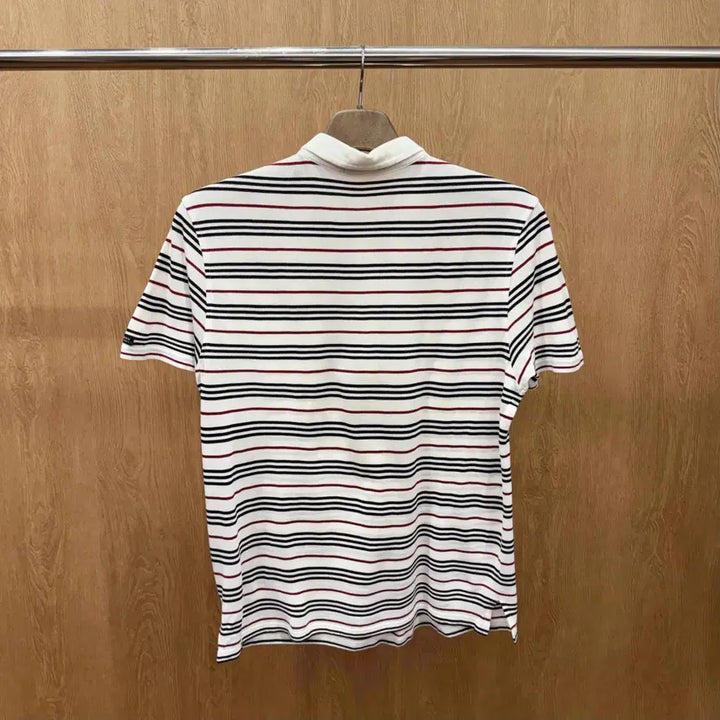 [BUNJANG] Burberry Black Label Multi Stripe Short Sleeve Polo T-Shirt White / 버버리 블랙라벨 멀티 스트라이프 반팔 로고 카라 티셔츠 화이트