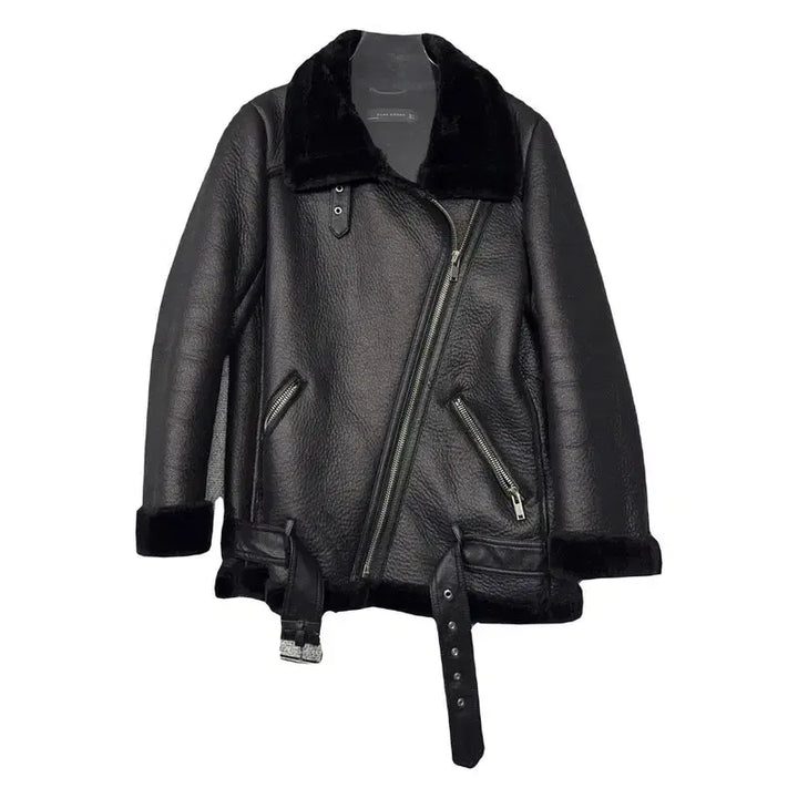 [BUNJANG] Zara Black Faux Fur Lined Biker Jacket S / 자라 블랙 무스탕 S