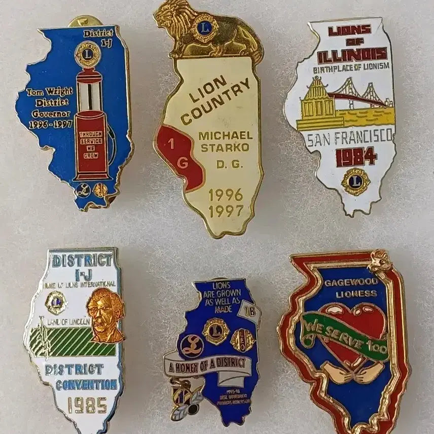 [BUNJANG] Vintage US Lions Club Badges 6P / 근대사 수집품 빈티지 미국 라이온스 클럽 뱃지 6P
