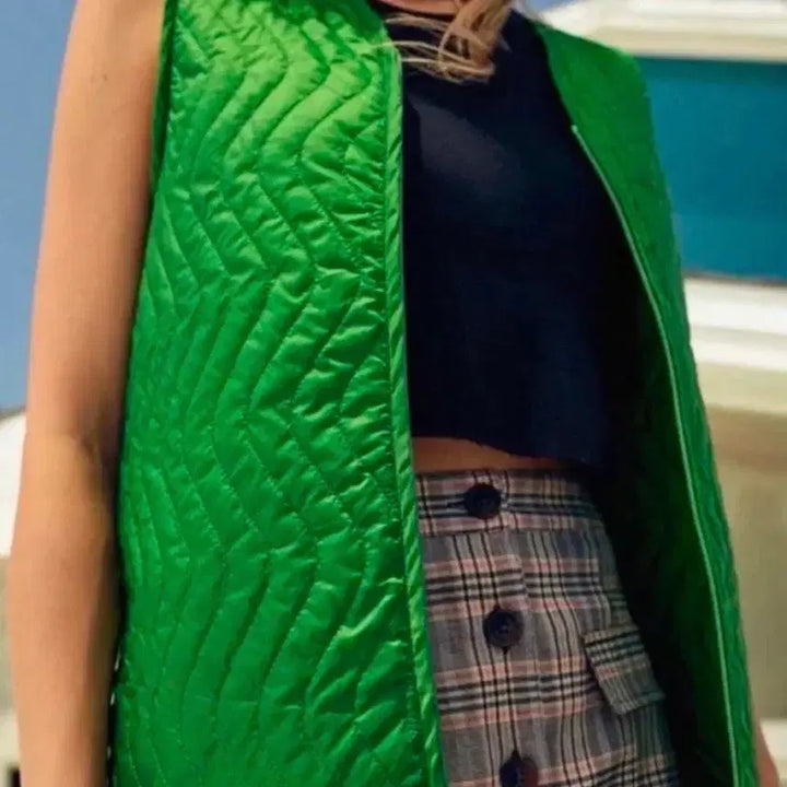 [BUNJANG] Stussy Quilted 2-Way Jacket Vest Green Lightweight Padding / 반값택포) STUSSY 스투시 퀼티드 투웨이 자켓 베스트 그린 경량패딩