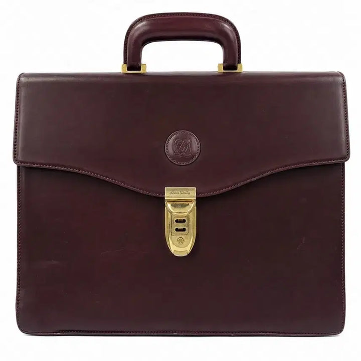[BUNJANG] Louis Quatorze Burgundy Leather Briefcase / 루이까또즈 와인색 가죽 서류 가방