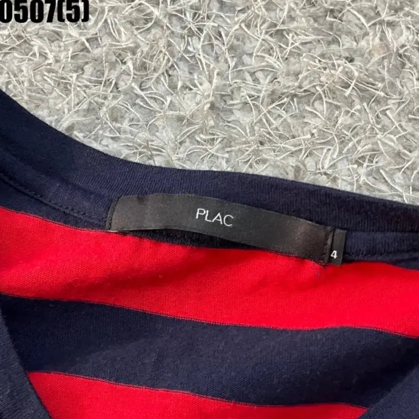 [BUNJANG] Plac Red/Navy Stripe Short-Sleeve T-Shirt / 플랙 레드/네이비 스트라이프 반팔 티셔츠