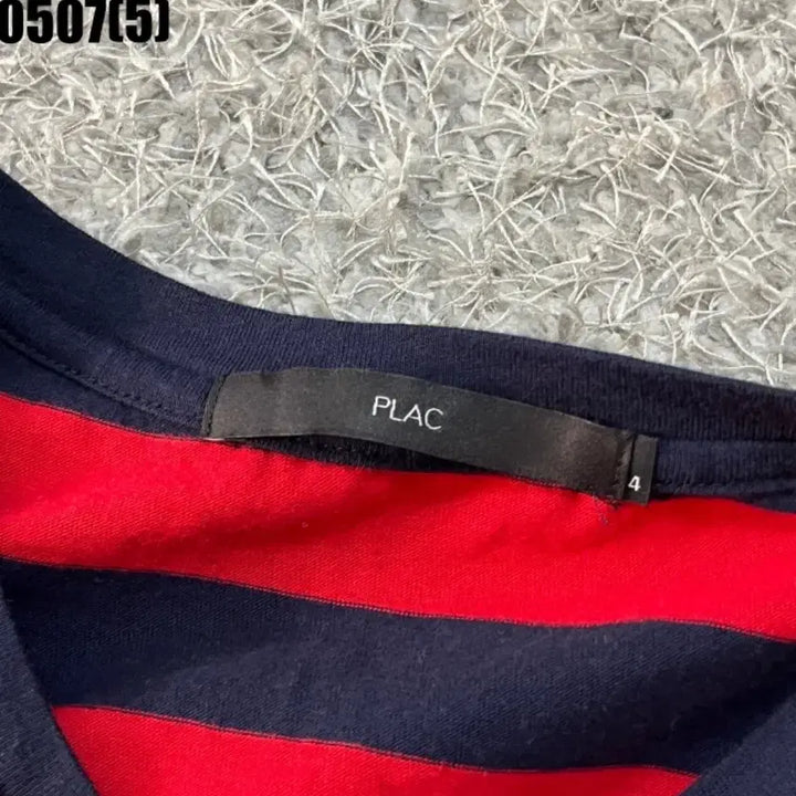 [BUNJANG] Plac Red/Navy Stripe Short-Sleeve T-Shirt / 플랙 레드/네이비 스트라이프 반팔 티셔츠