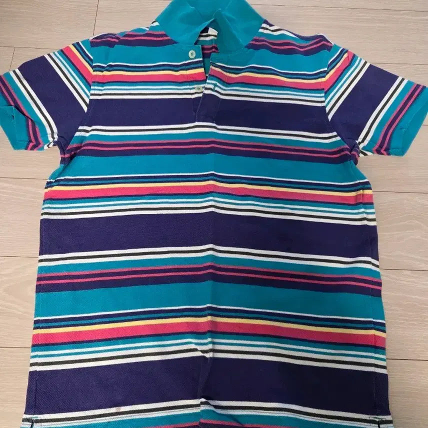 [BUNJANG] Uniqlo Striped Short-Sleeve Polo T-Shirt / 줄무늬 반팔 카라티    유니클로