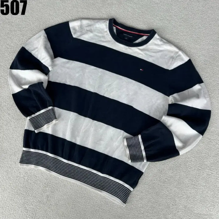 [BUNJANG] Tommy Hilfiger Striped Knit Long Sleeve T-Shirt L / 타미힐피거 스트라이프 니트 긴팔 티셔츠 L