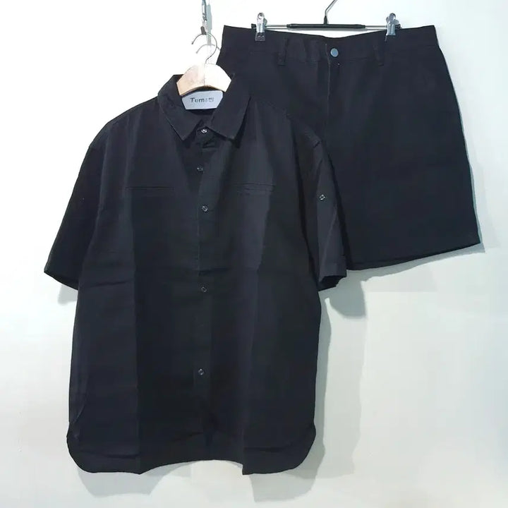 [BUNJANG] Water Roll-up Denim Short Sleeve Shirt Set / SS신상) 워터 롤업 데님 반팔셔츠 세트 2color M,L