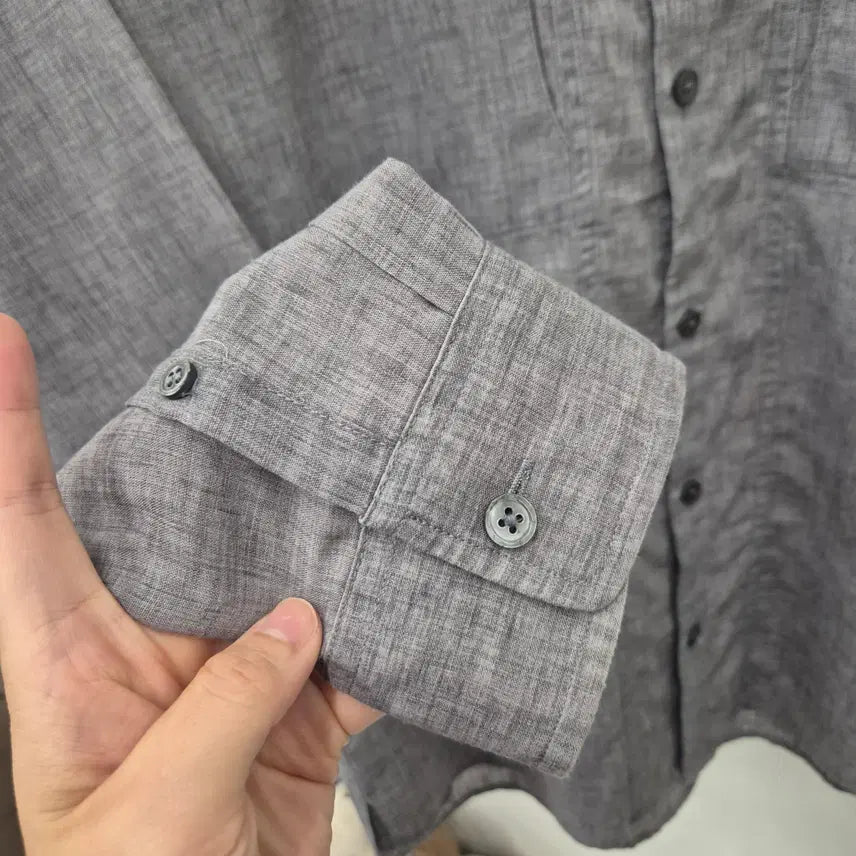 [BUNJANG] Time Linen Blend Henley Neck Shirt - Size 100 / 한섬 타임 린넨 혼방 헨리넥 셔츠 100