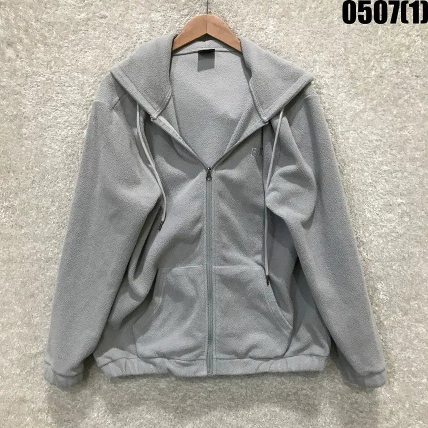 [BUNJANG] FCMM Grey Fleece Hooded Zip-Up Jacket (L) / FCMM 회색 후리스 후드집업 L