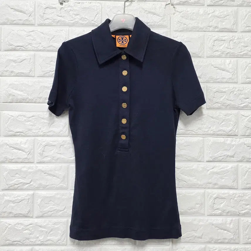[BUNJANG] Tory Burch Navy Collar Short Sleeve T-Shirt / XS 토리버치 네이비 카라 반팔티 D126