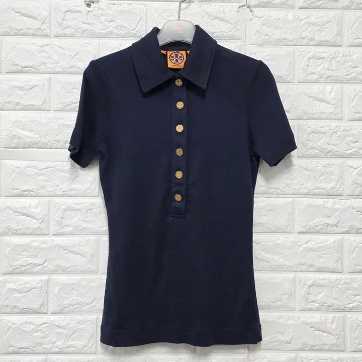[BUNJANG] Tory Burch Navy Collar Short Sleeve T-Shirt / XS 토리버치 네이비 카라 반팔티 D126