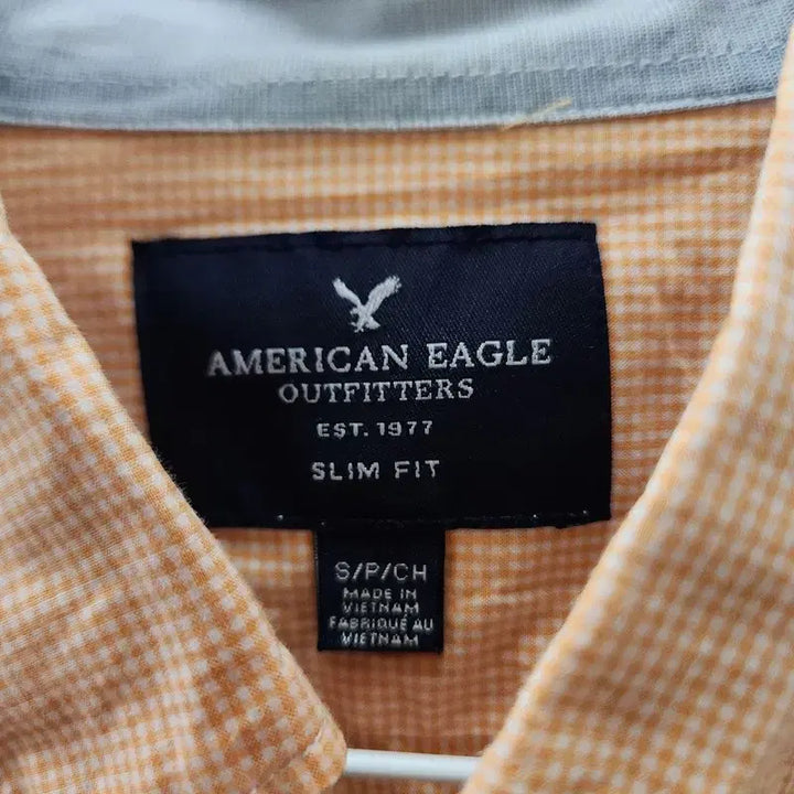 [BUNJANG] American Eagle Plaid Button-Down Shirt Orange S/P/CH / AMERICAN EAGLE 아메리칸이글 잔체크 오렌지 셔츠 S/P/CH