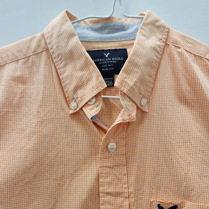 [BUNJANG] American Eagle Plaid Button-Down Shirt Orange S/P/CH / AMERICAN EAGLE 아메리칸이글 잔체크 오렌지 셔츠 S/P/CH