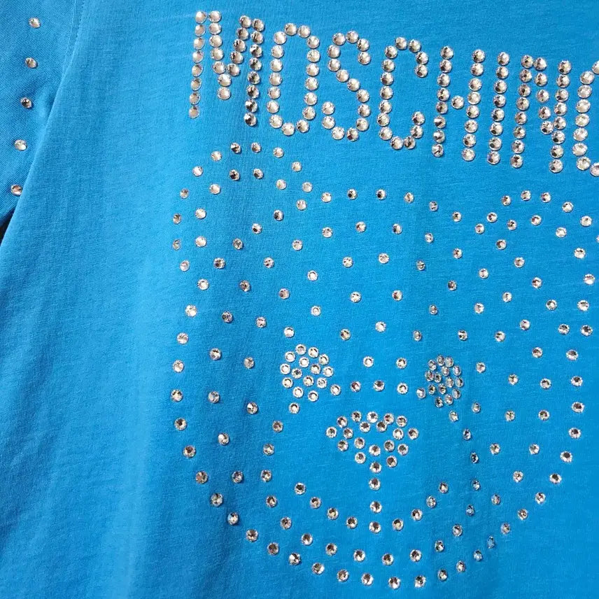 [BUNJANG] Moschino Teddy Bear Stone Short Sleeve T-Shirt Blue / 새제품 모스키노 테디베어 스톤 반팔 티셔츠 블루