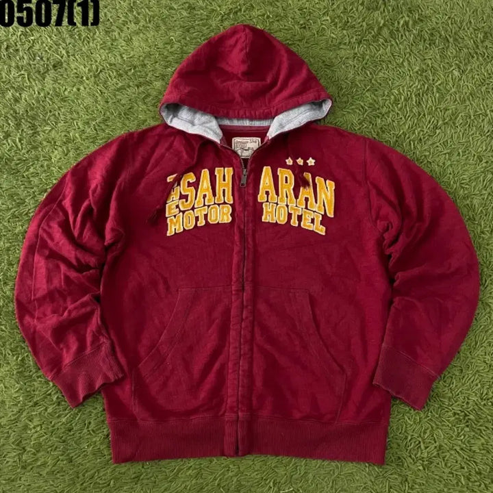[BUNJANG] Vintage Burgundy Hooded Zip-Up Sweatshirt / 기모 후드집업 버건디