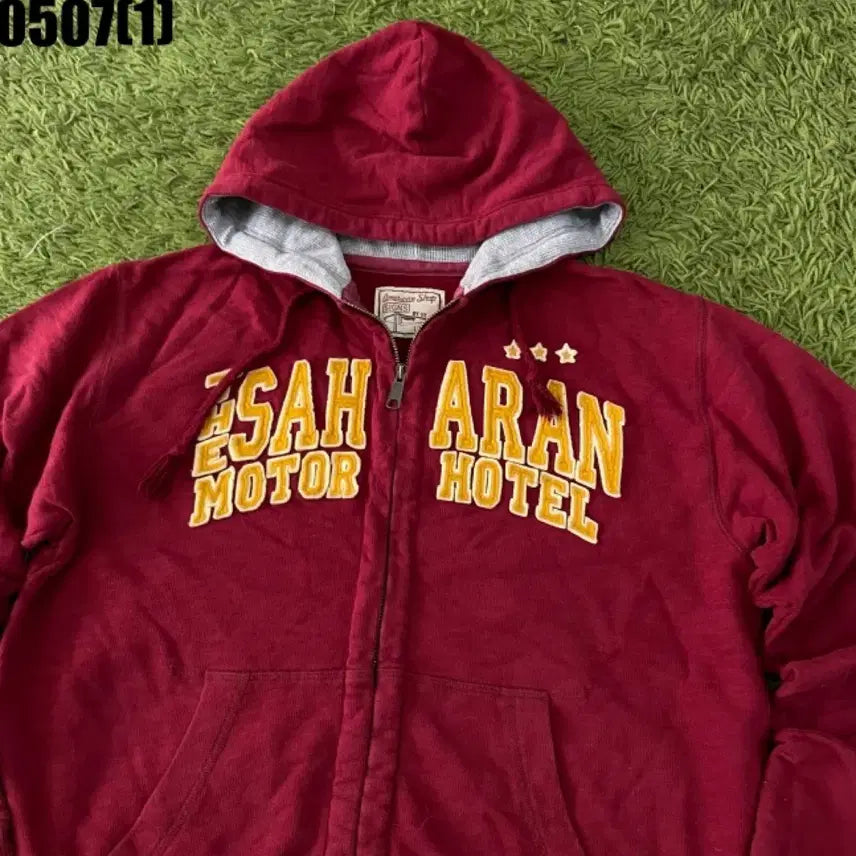 [BUNJANG] Vintage Burgundy Hooded Zip-Up Sweatshirt / 기모 후드집업 버건디