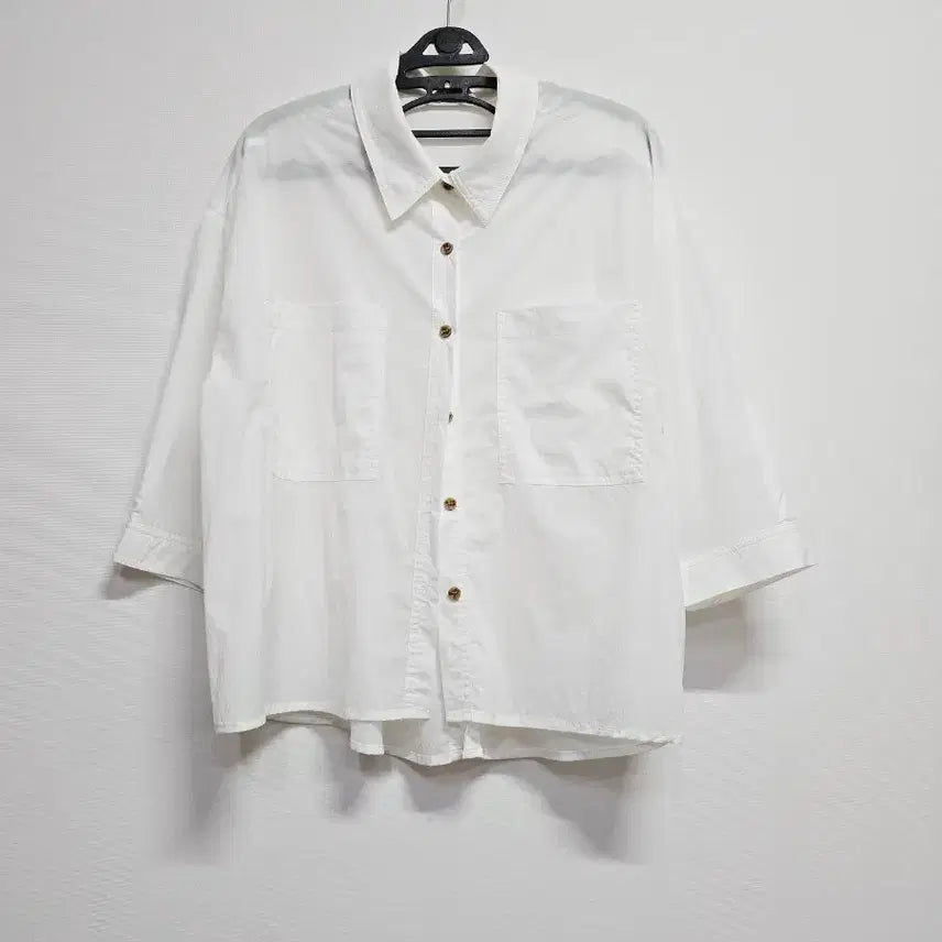 [BUNJANG] The IZ White 7-Sleeve Shirt / 더아이잗 화이트 7부 소매 셔츠 남방
