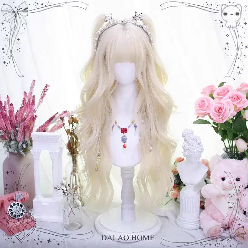 [BUNJANG] Platinum Blonde Wave Long Wig / 지뢰계 로리타 코스프레 백금발 웨이브 롱 가발 <택포>