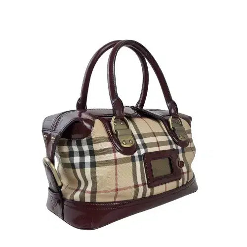 [BUNJANG] Burberry House Check Patent Leather Tote Bag / 정품 버버리 하우스체크 페이던트가죽 토트백