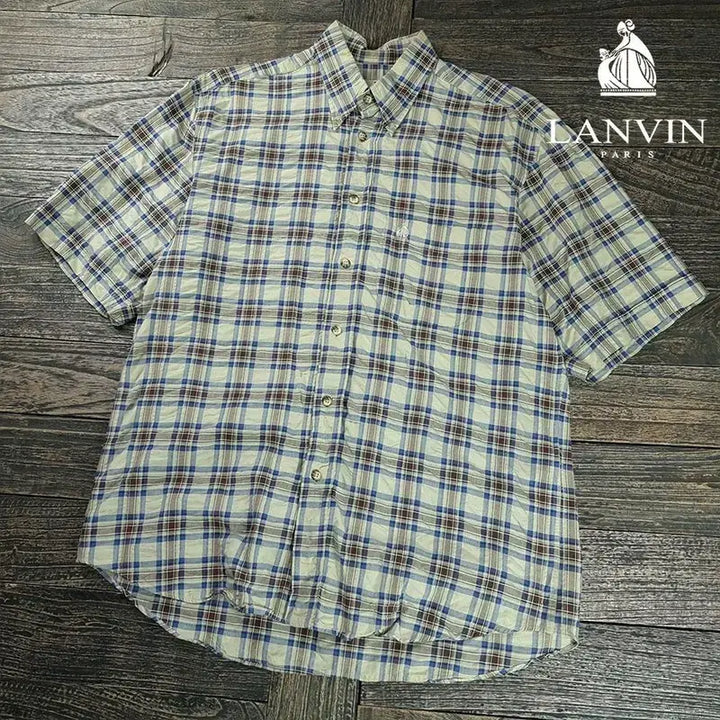 [BUNJANG] Lanvin Logo Embroidered Vintage Check Shirt (Size L) / 랑방 로고 자수 빈티지 체크 셔츠 M20434