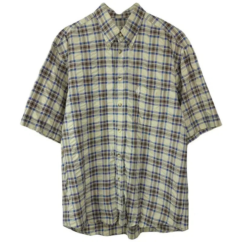 [BUNJANG] Lanvin Logo Embroidered Vintage Check Shirt (Size L) / 랑방 로고 자수 빈티지 체크 셔츠 M20434
