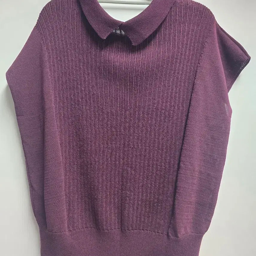 [BUNJANG] Knit Polo Short Sleeve Shirt Burgundy Size 77 / 니트 카라반팔 77