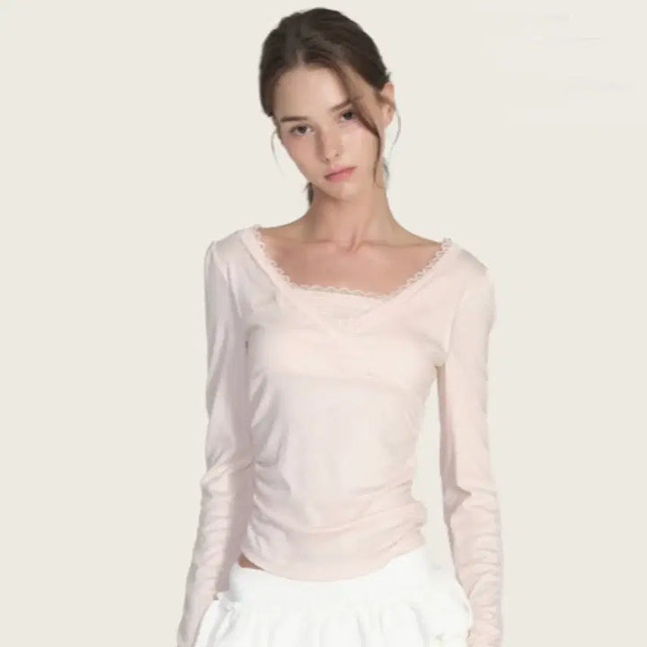 [BUNJANG] Clithier Vivian Ballet Lace Top Pink / 클리시어 비비안 발렛 레이스 탑 핑크