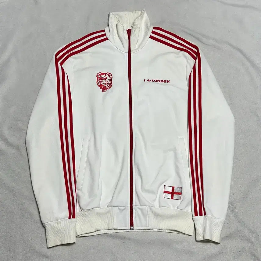 [BUNJANG] Adidas London Theme Red Line White Track Top / 105 아디다스 런던 테마 레드 라인 화이트 트랙탑