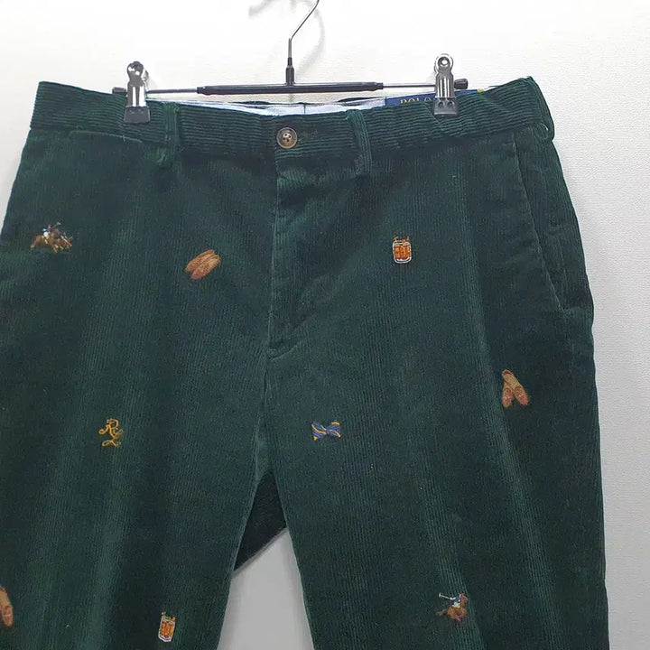 [BUNJANG] Polo Ralph Lauren Embroidered Corduroy Pants - Green / 폴로 랄프로렌 코듀로이 자수 팬츠 그린 허리34인치  총장97cm 정도
