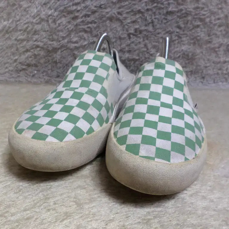 [BUNJANG] Vans Slip-On Check Sneakers Green / 후루룩구제 265 반스 슬립온 체크 운동화 스니커즈 그린 260507