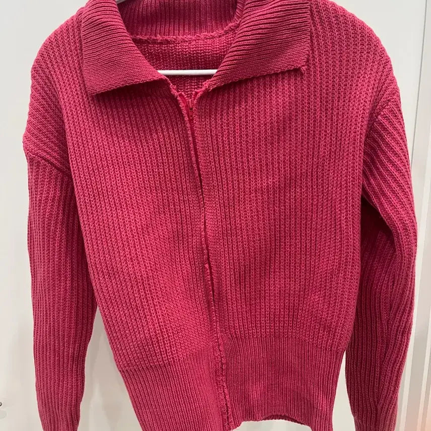 [BUNJANG] Purple Knit Zip-Up Cardigan / 자주색 니트 가디건집업