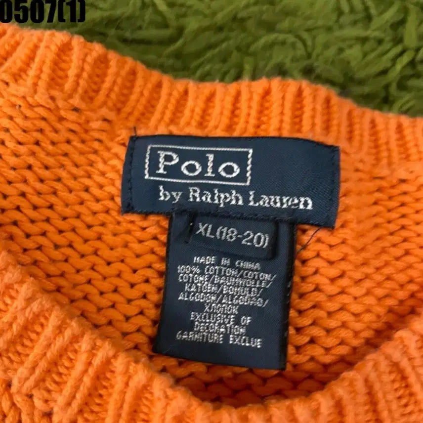 [BUNJANG] Polo Ralph Lauren Orange V-Neck Knit / 폴로 랄프로렌 오렌지 브이넥 니트