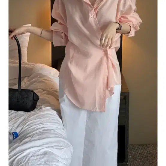 [BUNJANG] 5kplace MARU Linen Shirt (Blush Apricot) / 5kplace 마르 린넨 셔츠 (블러시 애프리콧)
