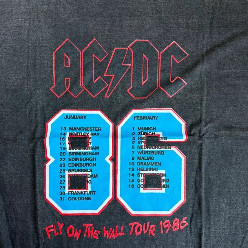 [BUNJANG] ACDC 1986 Fly on the Wall Tour T-Shirt / ACDC 1986 Fly on the Wall 투어 반팔티