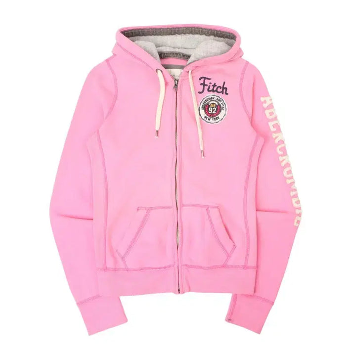 [BUNJANG] Abercrombie &amp; Fitch Peach Logo Hoodie Zip-Up Jacket / 아베크롬비 핑크 피치 암로고 후드집업