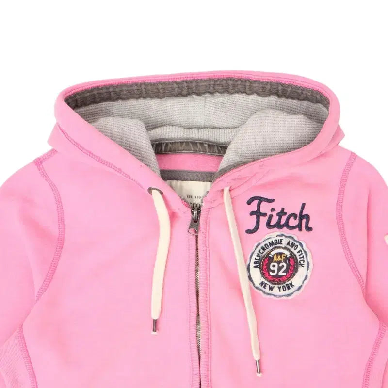 [BUNJANG] Abercrombie &amp; Fitch Peach Logo Hoodie Zip-Up Jacket / 아베크롬비 핑크 피치 암로고 후드집업