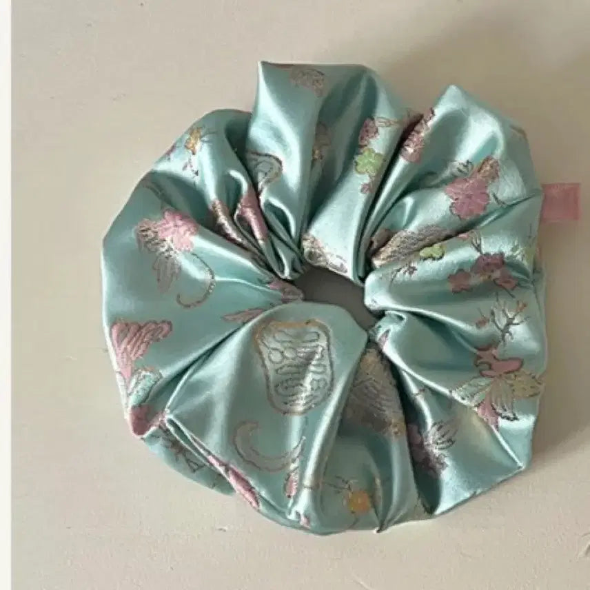 [BUNJANG] Hanbok Fabric Scrunchie - Mint (Dancheong Mulbit Color) / 한복원단 스크런치 헤어곱창 민트색(단청물빛색)